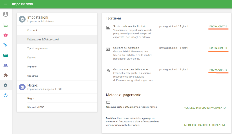pulsante 'Prova gratis