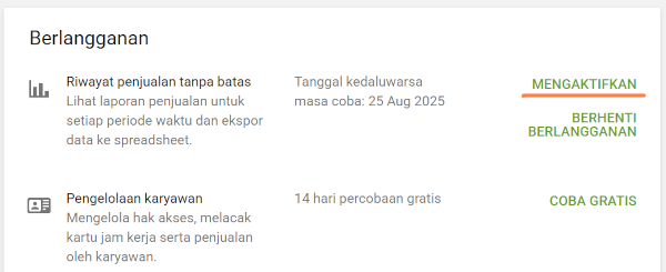 Mengaktifkan langganan