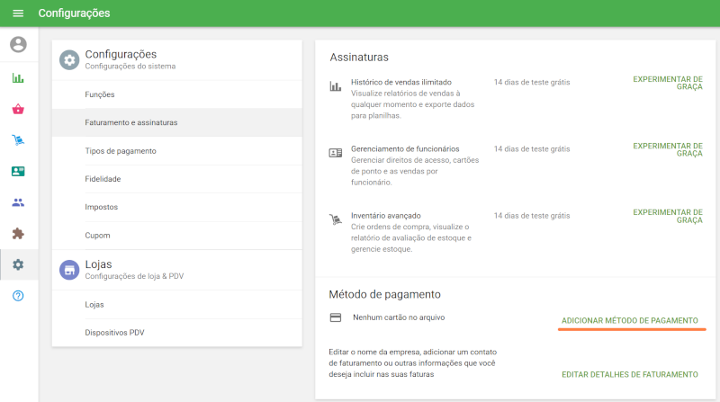 Adicionar forma de pagamento