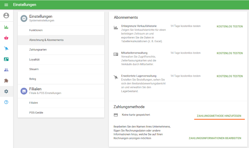 Zahlungsmethode hinzufügen
