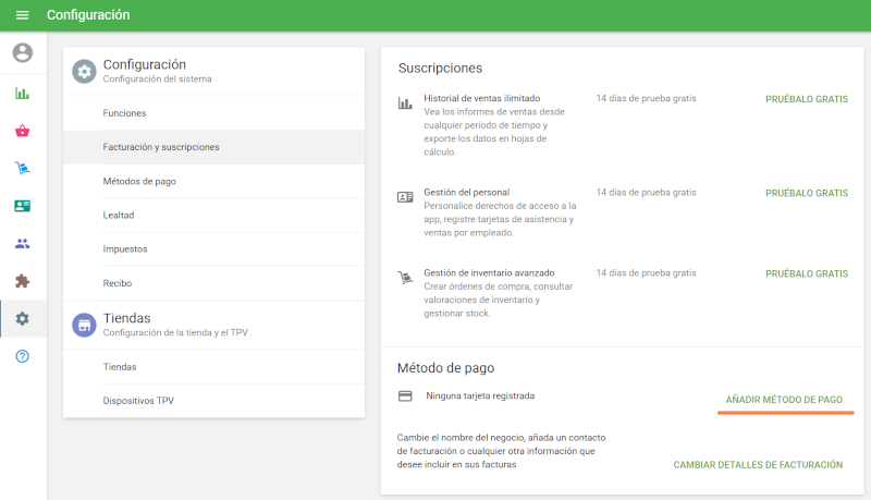 Añadir método de pago