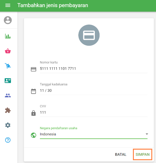 Tambahkan metode pembayaran