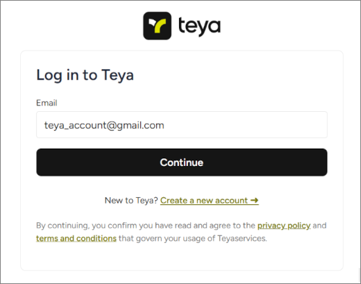 login to Teya