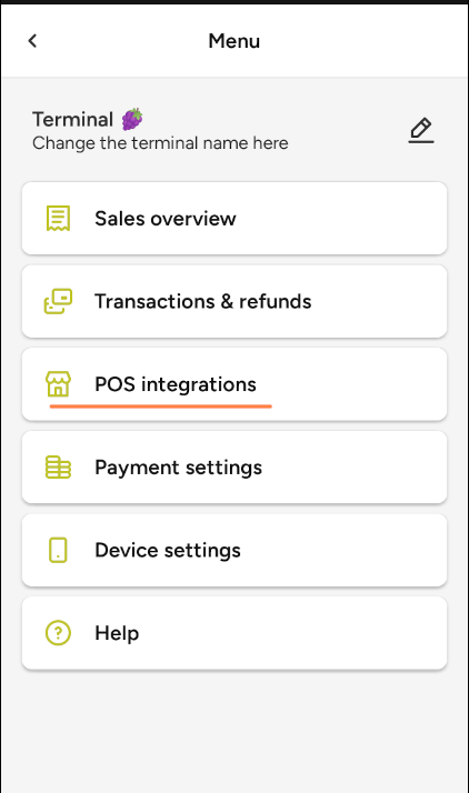 Teya terminal settings