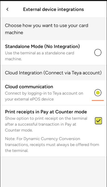Cloud communication setting
