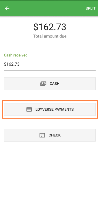 Loyverse Payments as the payment method