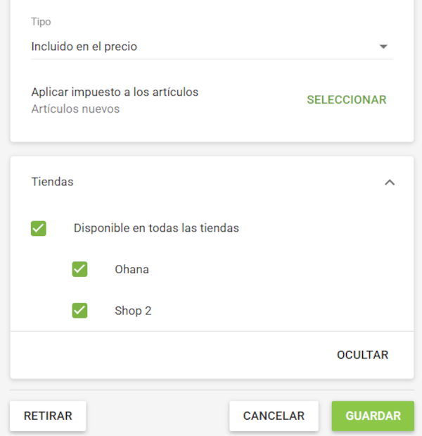 elige la tienda o tiendas