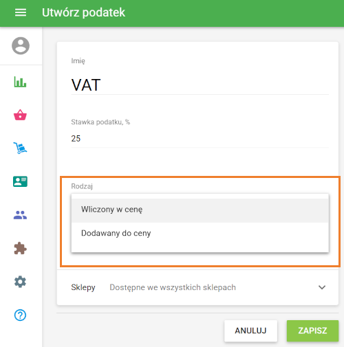 Wybierz rodzaj podatku