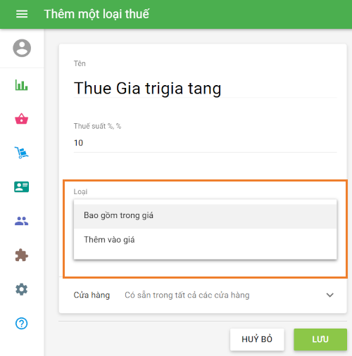 Chọn Loại thuế