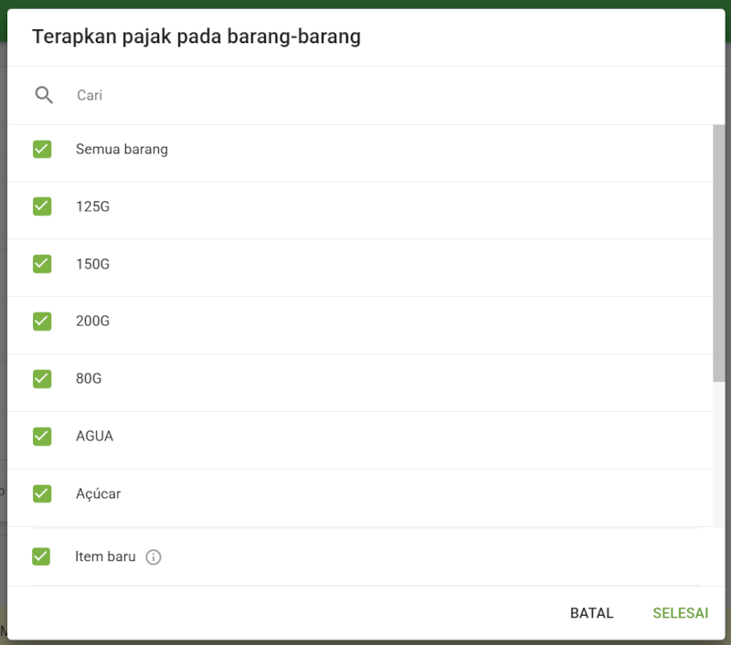 Terapkan pajak ke barang