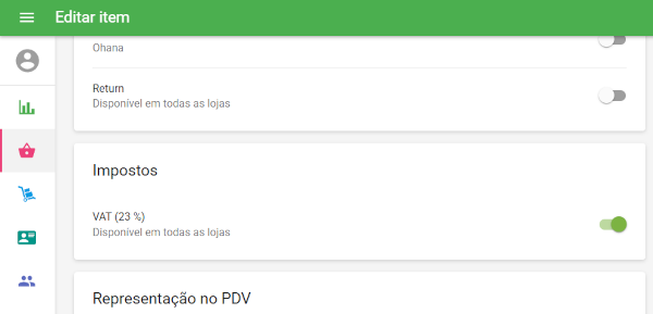 imposto para um item