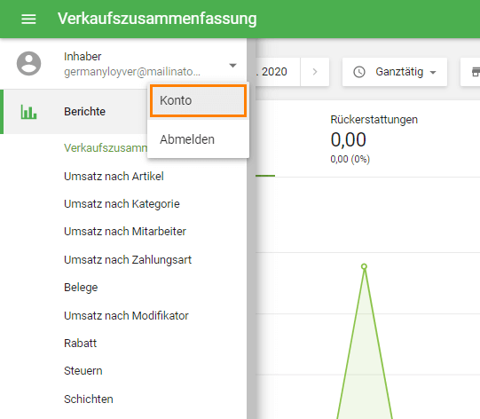 Gehen Sie zu den Konto