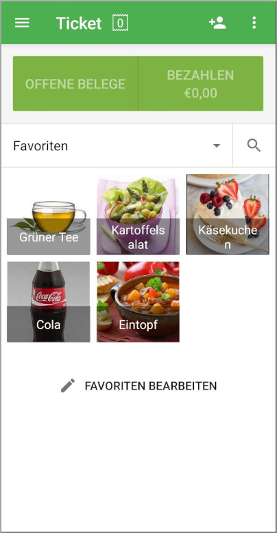Favoriten im Verkauf verwenden