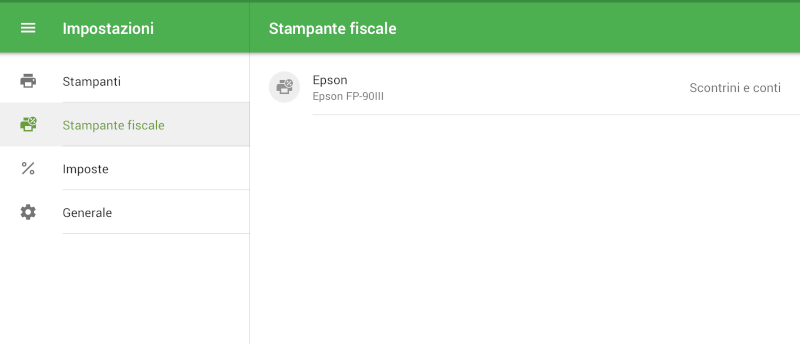 la propria stampante fiscale che è stata associata, nella lista