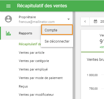 paramètres du compte