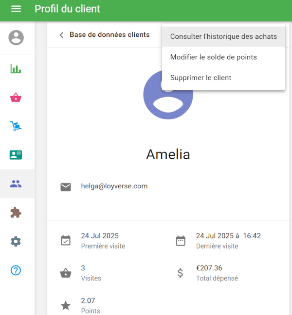 Visualiser l'historique des achats
