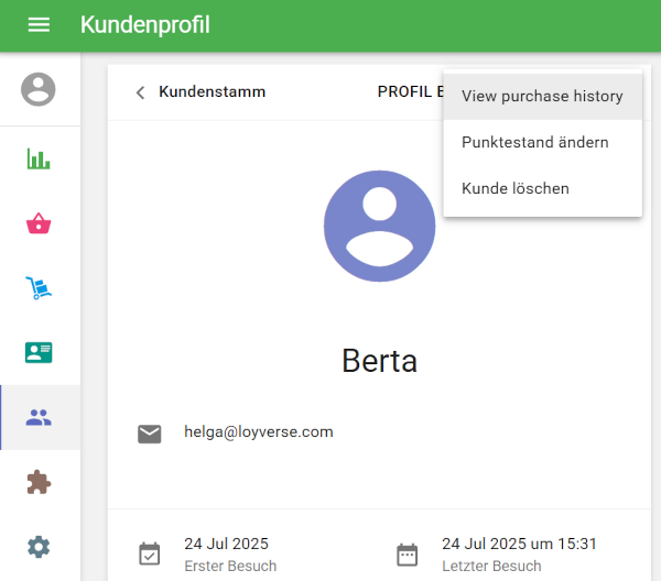 Kaufhistorie anzeigen