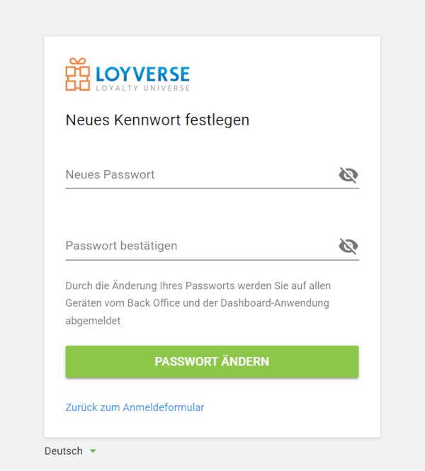 Sie zur Bestätigung auf die Schaltfläche zum Ändern des Passworts