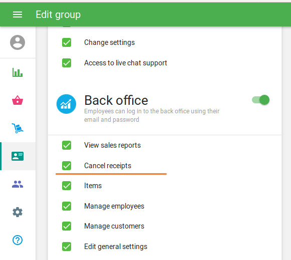“Cancel receipts” rights