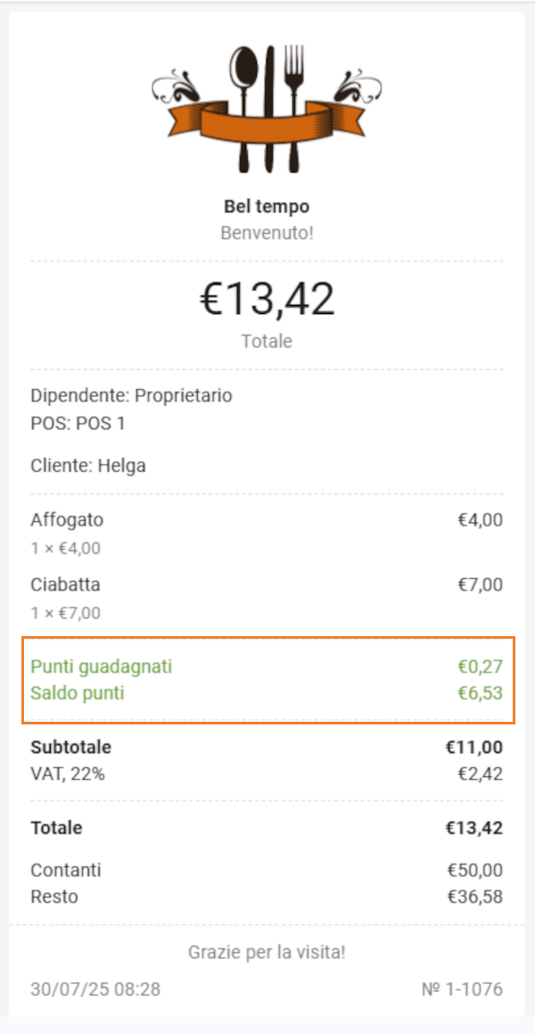 Visibilità del programma fedeltà