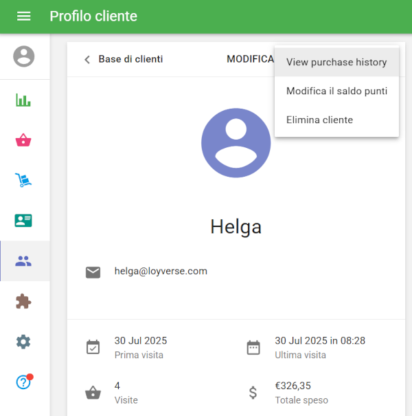 Visualizza cronologia acquisti