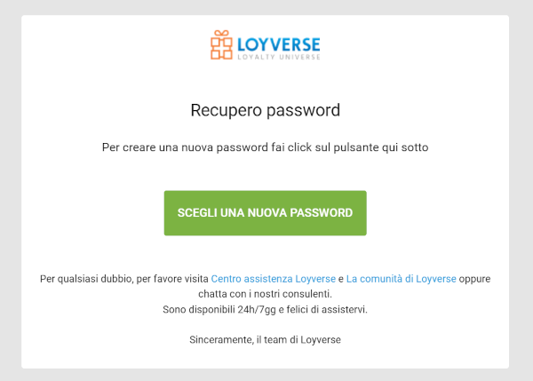 Crea una nuova password