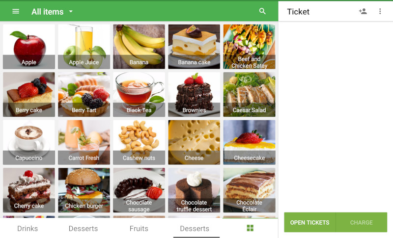 By default, tablets display items in a grid
