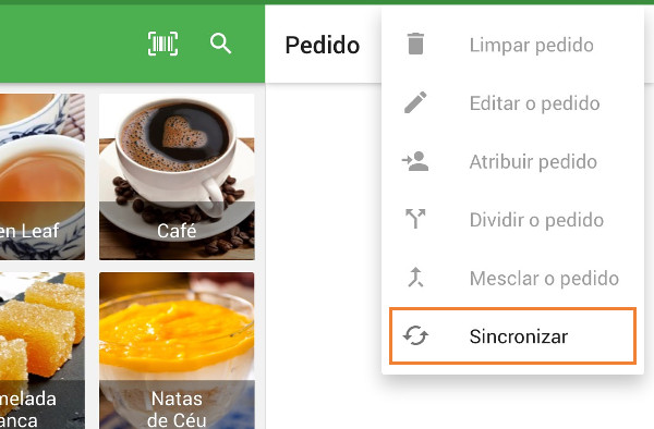 botão de sincronização