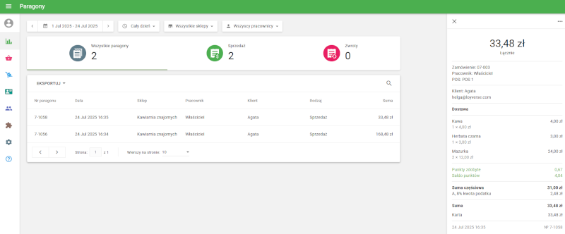 szczegóły paragonu