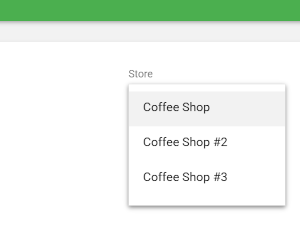 drop-down menu for store selecting