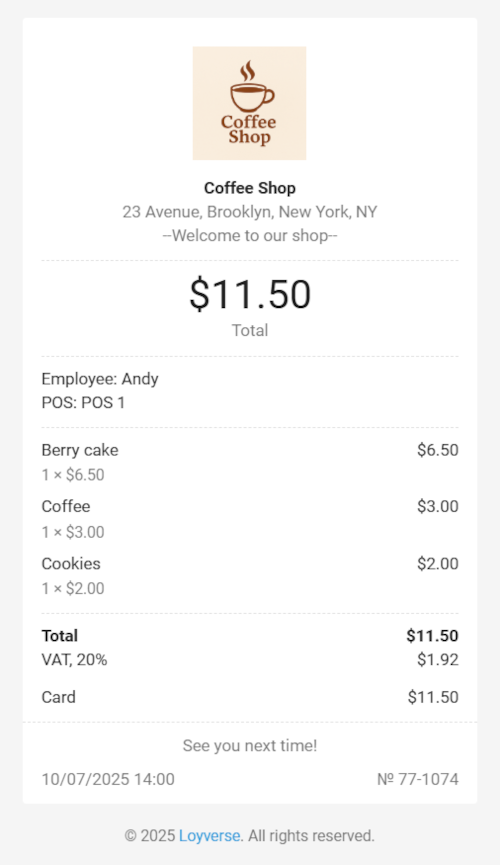 logo on email receipt