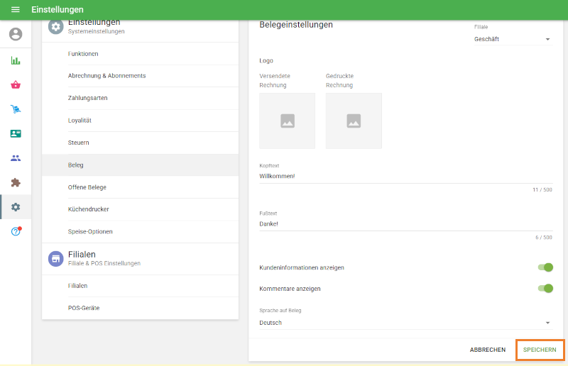 Änderungen speichern