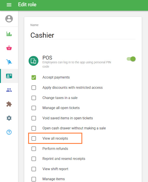 option ‘View all receipts