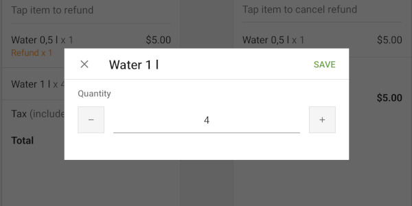 dialog appears allowing you to specify the number to refund