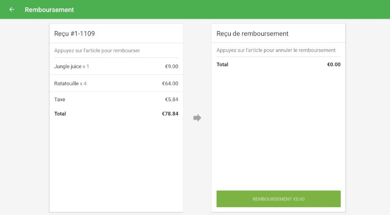 Reçu de remboursement