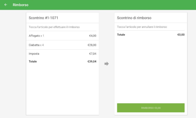 Ricevuta di rimborso