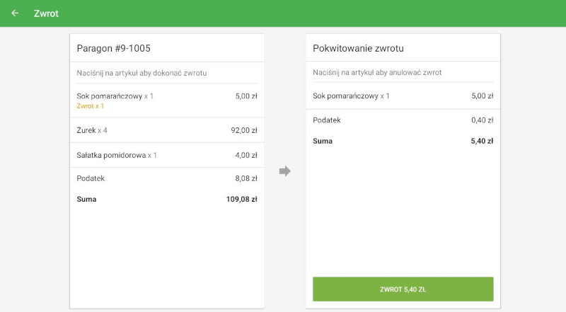 Jeżeli sprzedana ilość wynosi 1, przedmiot jest natychmiast przenoszony na rachunek zwrotu.
