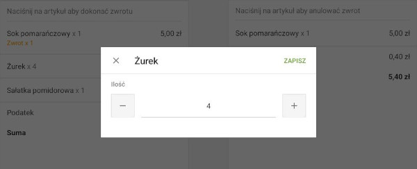 Artykuły sprzedawane według ilości