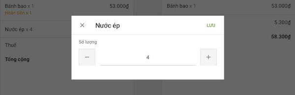 một hộp thoại sẽ xuất hiện cho phép bạn chỉ định số lượng cần hoàn tiền