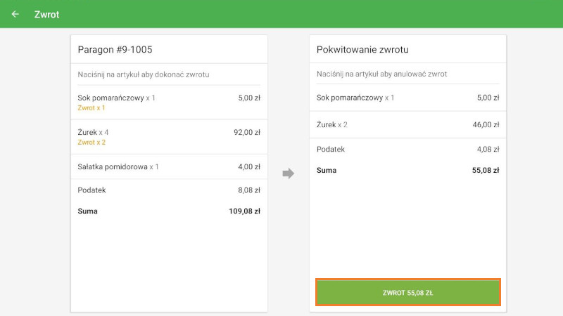 Dokończ zwrot pieniędzy