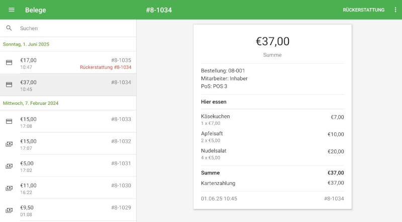 Rückerstattungsbeleg prüfen