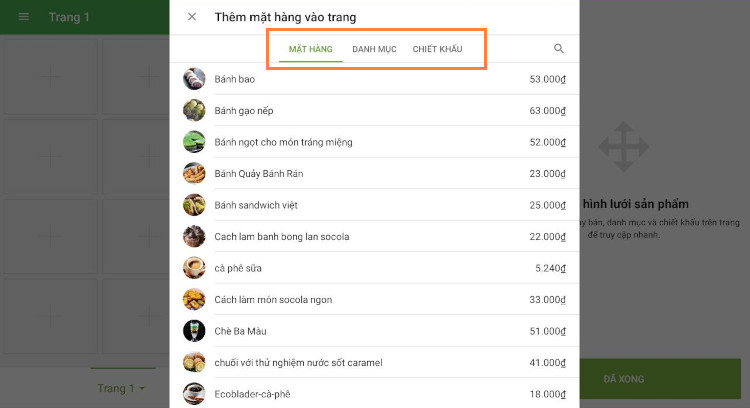 Bạn cũng có thể thêm “Danh mục” và “Chiết khấu” bằng phương pháp tương tự