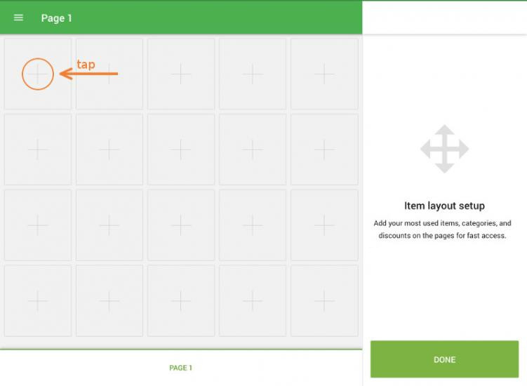 adding an item in the Item layout setup mode