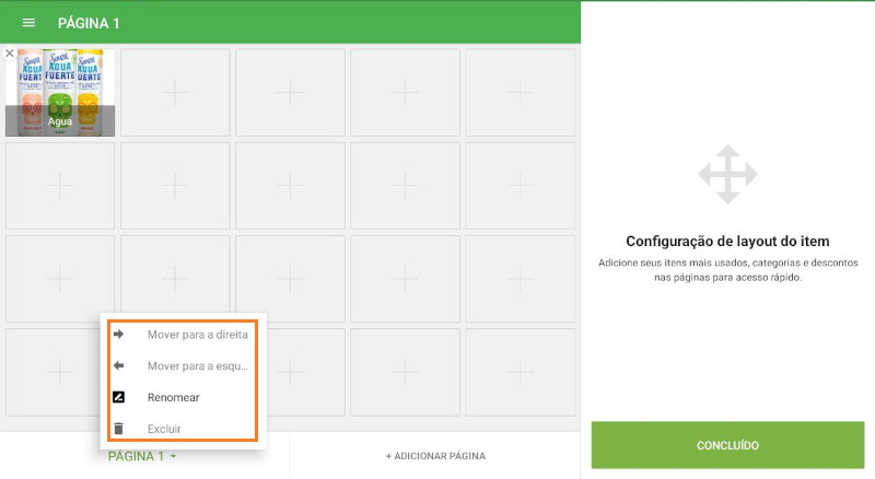 Configuração de layout de item