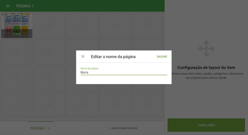 Para renomear uma página, insira o novo nome na janela pop-up