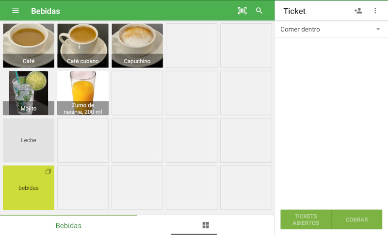 la pantalla de ventas