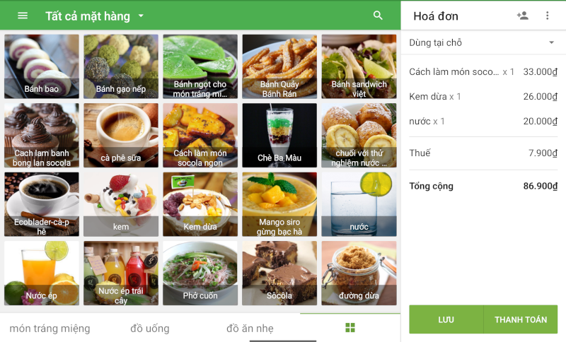 Ký hiệu tiền tệ cũng sẽ được hiển thị với tất cả các giá trị tiền tệ trong POS