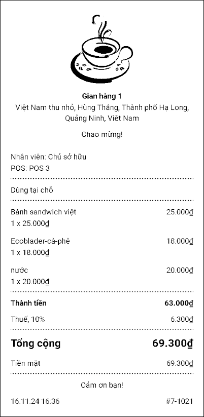 Và trên các biên lai lẫn các hóa đơn được in ra