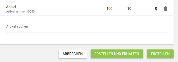Schaltfläche Erstellen und empfangen