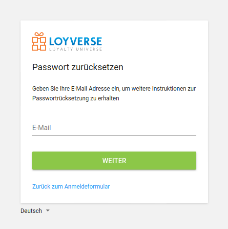 Passwort zurücksetzen Formular